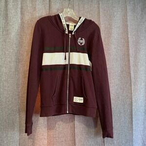 Victoria's Secret PINK Perfect‎ Zip Hoodie Burgundy Black Orchid LG